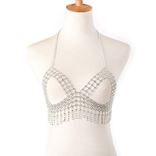 Cadena del cuerpo Cadena del cuerpo Cadena del cuerpo del Rhinestone de las mujeres Cadena atractiva de la cintura Cadena del pecho del bikini Cadena del sujetador for el partido del club nocturno Cad