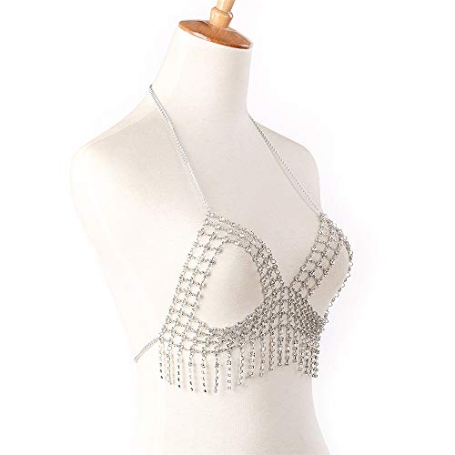 Cadena del cuerpo Cadena del cuerpo Cadena del cuerpo del Rhinestone de las mujeres Cadena atractiva de la cintura Cadena del pecho del bikini Cadena del sujetador for el partido del club nocturno Cad