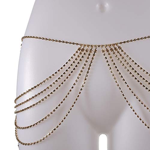 Cadena del cuerpo de las señoras Diamante Cadena del vientre Cadena retro Cinturón de cintura Playa Bikini Traje de baño Joyería del cuerpo Chispeante Cadena de cuerpo del muslo Unibody Collar de cade