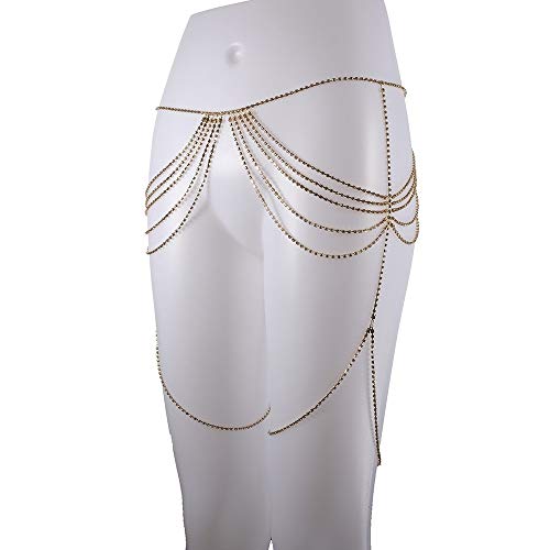 Cadena del cuerpo de las señoras Diamante Cadena del vientre Cadena retro Cinturón de cintura Playa Bikini Traje de baño Joyería del cuerpo Chispeante Cadena de cuerpo del muslo Unibody Collar de cade