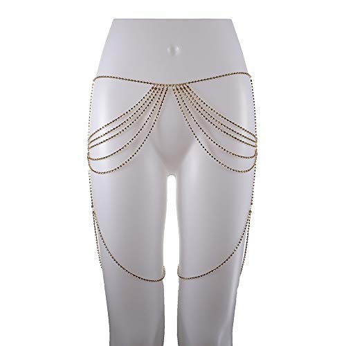 Cadena del cuerpo de las señoras Diamante Cadena del vientre Cadena retro Cinturón de cintura Playa Bikini Traje de baño Joyería del cuerpo Chispeante Cadena de cuerpo del muslo Unibody Collar de cade