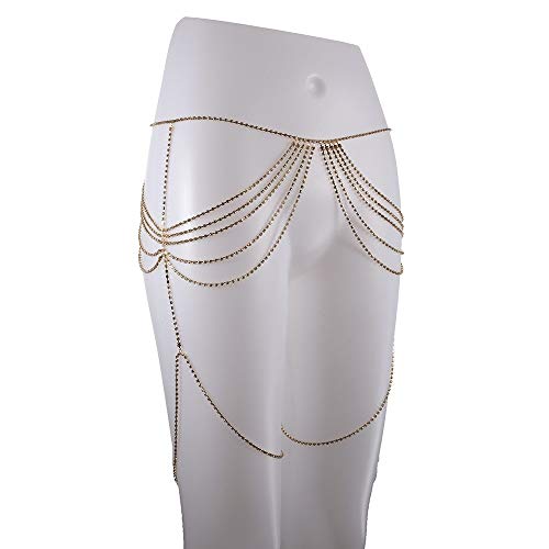 Cadena del cuerpo de las señoras Diamante Cadena del vientre Cadena retro Cinturón de cintura Playa Bikini Traje de baño Joyería del cuerpo Chispeante Cadena de cuerpo del muslo Unibody Collar de cade