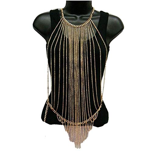 Cadenas corporales para mujeres Cadena del cuerpo de la borla para las mujeres Sexy Beach Bikini Cadenas del cuerpo del partido Cadena de la cintura Correa de cintura cristalina para las mujeres Caden