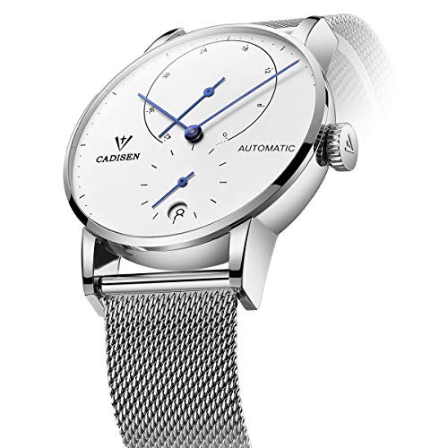 Cadisen Reloj Mecánico Automático para Hombre de Moda Minimalista con Correa de Malla
