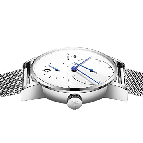 Cadisen Reloj Mecánico Automático para Hombre de Moda Minimalista con Correa de Malla