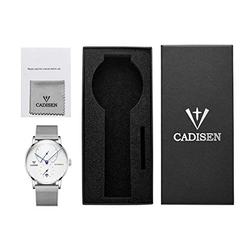 Cadisen Reloj Mecánico Automático para Hombre de Moda Minimalista con Correa de Malla