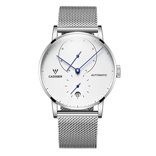 Cadisen Reloj Mecánico Automático para Hombre de Moda Minimalista con Correa de Malla
