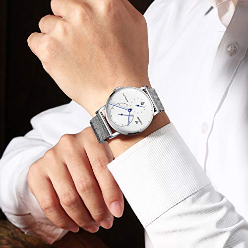 Cadisen Reloj Mecánico Automático para Hombre de Moda Minimalista con Correa de Malla