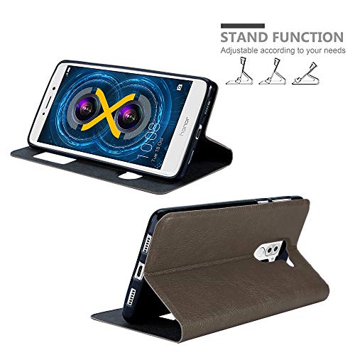 Cadorabo Funda Libro para Honor 6X en MARRÓN Piedra - Cubierta Proteccíon con Cierre Magnético, Función de Suporte y 2 Ventanas- Etui Case Cover Carcasa