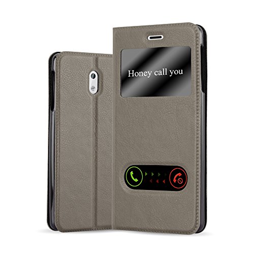 Cadorabo Funda Libro para Nokia 3 2017 en MARRÓN Piedra - Cubierta Proteccíon con Cierre Magnético, Función de Suporte y 2 Ventanas- Etui Case Cover Carcasa