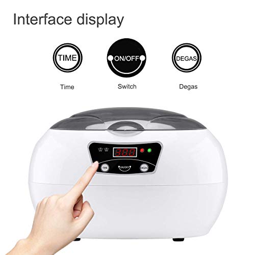 Cadrim Limpiador Ultrasónico de 600ml con Temporizador para Limpiar Relojes, Joyas, Gafas y Piezas Metálicos, Blanco y Gris
