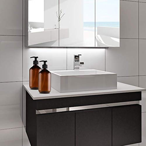 CAILI 4PCS Dispensador de jabón de plástico para baño, Cocina, Botella vacía para desinfectante de Manos, loción, champú, Gel de Ducha, plástico, marrón, 500 ml