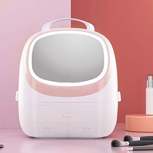 Caja De Almacenamiento De Cosméticos De Gran Capacidad Para La Sala De Estar Del Dormitorio, Caja De Cosméticos A Prueba De Polvo De Escritorio Con Asa