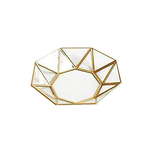 Caja De Almacenamiento De Cristal del Metal De La Vendimia, Bandeja De Oro Cajas De Exhibición De La Joyería Cosméticos Envase Múltiple,Oro,3