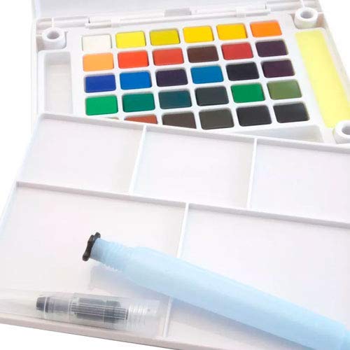 Caja de Dibujo con Acuarelas de Bolsillo, 30 Colores Variados, acrílico, Multicolor, de la Marca Sakura Koi