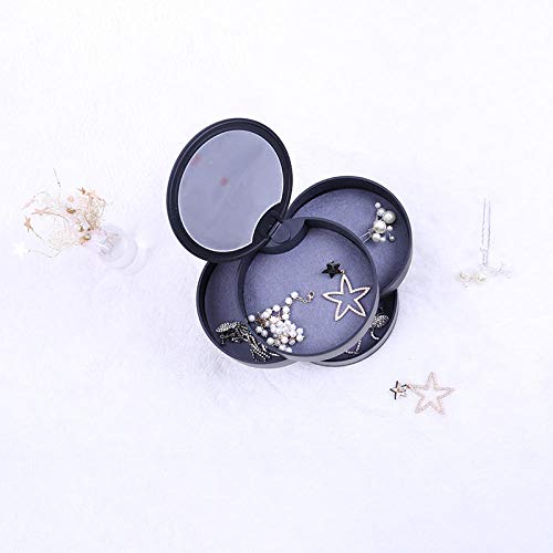 Caja De Joyas Mujer Joyero con Espejo De Joyería, Caja De Almacenamiento De Joyería De Tocador, Caja De Maquillaje Giratoria De Cuatro Capas