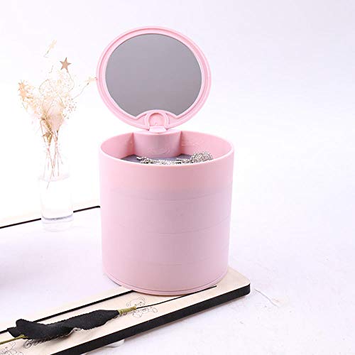 Caja De Joyas Mujer Joyero con Espejo De Joyería, Caja De Almacenamiento De Joyería De Tocador, Caja De Maquillaje Giratoria De Cuatro Capas
