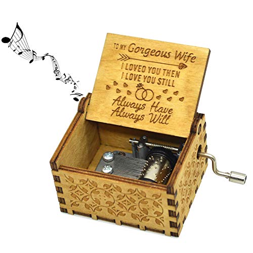 Caja de música para esposa, con texto en inglés "You are my sunshine", caja de música para esposa, You Are My Sunshine Theme Box to Wife, caja musical de madera para regalos de cumpleaños para esposa