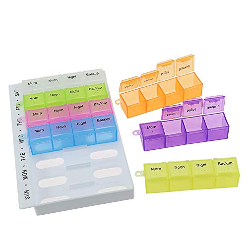 caja de pastillas organizadores de pastillas semanales paquete de 2 días de 4 pastillas dispensador de pastillas (más el cortador de pastillas)