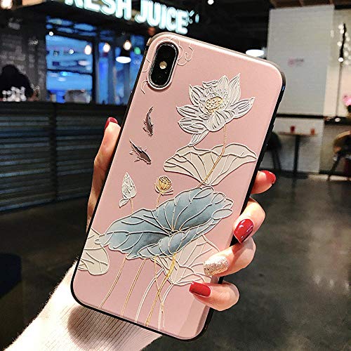 Caja Del Teléfono Móvil,Vintage Rosa Loto Planta Animal Para Peces,8,8Plus For IPhone7,7Plus Resistentes Al Desgaste Y A Prueba De Golpes Antideflagrantes Teléfono Móvil Caso ,For IPhonex/For IPhonexs
