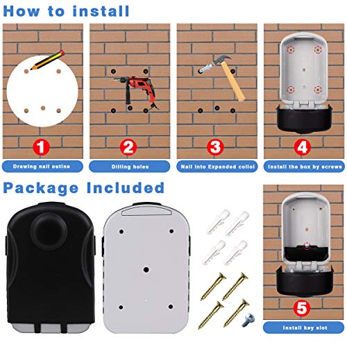 Caja para Llaves con Codigo ENONEO Grande Caja Seguridad Llaves Exterior con Llave de Emergencia Caja Fuerte para Llaves para Oficina Casa, Garaje, Escuela [Versión Actualizada] Key Box Lock (Plata)