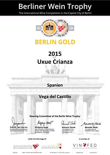 Caja Vino Tinto Regalo FELICIDADES - Pack de 2 Botellas UXUE CRIANZA Edicion Limitada MEDALLA BERLIN 2015 + Kit Accesorios con Estuche - Ideal para regalar en Ocasiones Especiales.