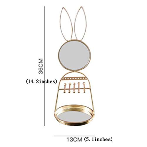 Cajas de almacenaje Joyería De La Caja De La Sala De Visualización En Escritorio Caja De Tocador Cosméticos De Oro Conejo Marco del Espejo De La Joyería Femenina De Maquillaje Espejo Corazón