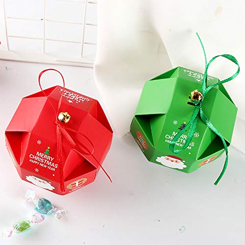 Cajas de Dulces Navideños 12 Piezas Cajas de Dulces Navideñas Cajas Presentes Cajas de Regalo de Favor de Fiesta de Bricolaje para Dulces de Cupcake de Navidad Bolsa de Favor de Fiesta de Niños (A)