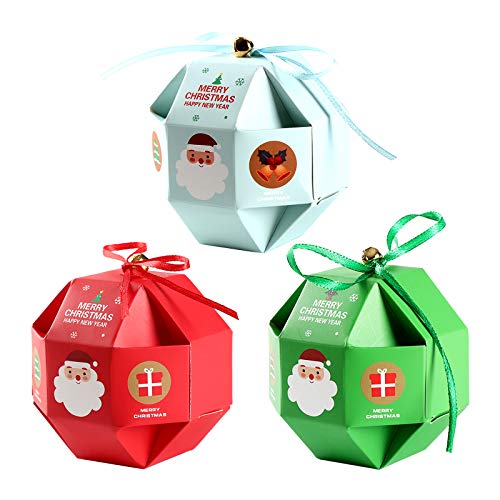 Cajas de Dulces Navideños 12 Piezas Cajas de Dulces Navideñas Cajas Presentes Cajas de Regalo de Favor de Fiesta de Bricolaje para Dulces de Cupcake de Navidad Bolsa de Favor de Fiesta de Niños (A)