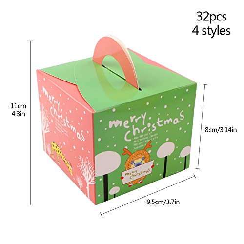 Cajas de Dulces Navideños 32 Piezas Cajas de regalo navideñas Cajas de dulces Cajas Presentes Cajas de dulces con patrones de elementos navideños Cajas de papel navideñas para la fiesta de Navidad