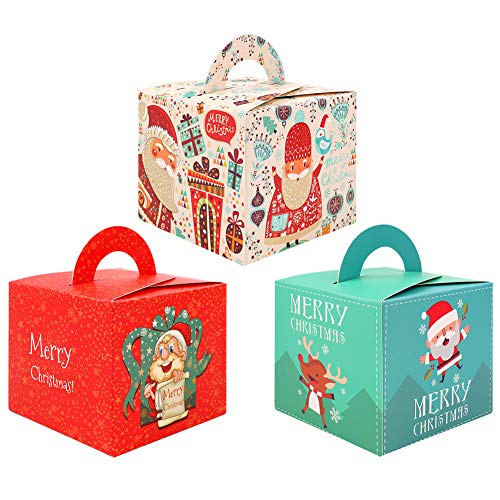 Cajas de dulces navideños,paquete de 30 tema de Navidad caja de regalo de papel artesanal de dibujos animados lindo para niños,caja de regalo de regalo de favor portátil caja de estuche dulce