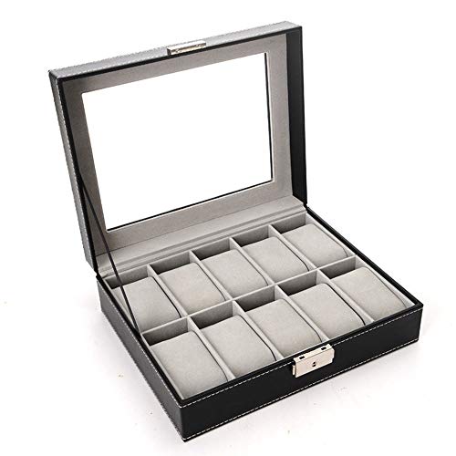 Cajas para Relojes, Hombres Mujeres Borre Top 10 ranuras de madera clásico reloj caja de presentación del caso del almacenaje del sostenedor del organizador del escaparate decoraciones caseras regalo