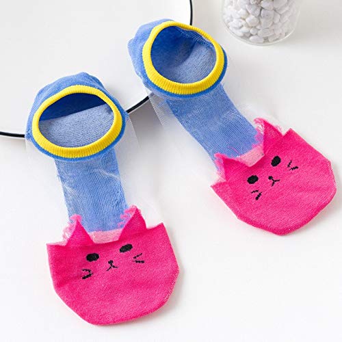 Calcetín 5 Pares De Calcetines Femeninos Calcetines Finos Sin Rostro Femeninos De Verano Calcetines Lindos De Dibujos Animados De Animales De Gato