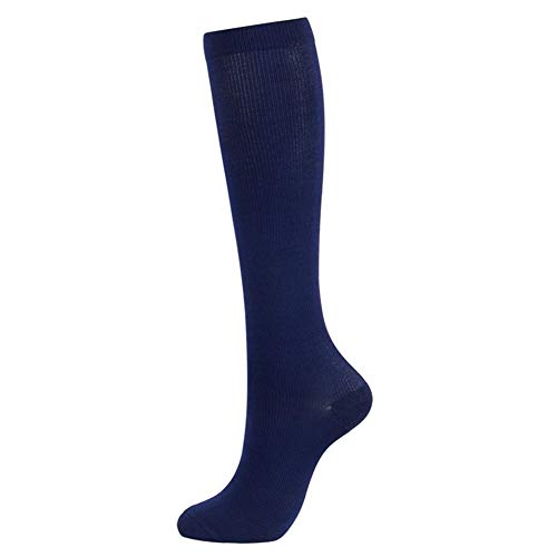 Calcetines de compresión NOBRAND para hombre y mujer, para correr, deporte, viajes, nailon, color negro, blanco (color: azul, tamaño: XXL)