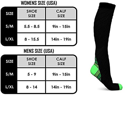 Calcetines de compresión NOBRAND para hombres y mujeres (20 – 30 mmhg) mejores medias para correr, transpirables, largos calcetines para hombre de viaje y resistencia (color: B, tamaño: XL)