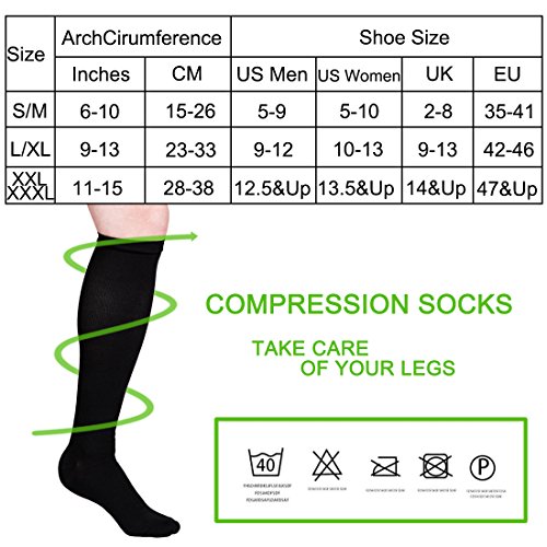 Calcetines de compresión, Taolele [7 pares] Calcetines deportivos para mujeres y hombres: cómodos, alivian el dolor, enfermería, medicamentos, venas varicosas