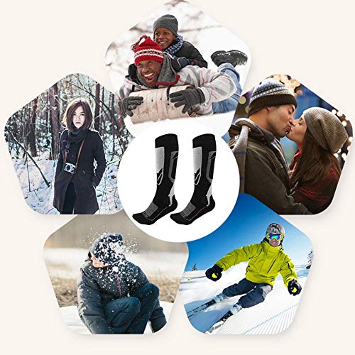 Calcetines de esquí Unisex, Calcetines de Mantenimiento cálidos de Invierno al Aire Libre, Calcetines de Manga Larga antisudor Suaves para Esquiar, Ciclismo, Snowboard(39-42-Negro y Gris)
