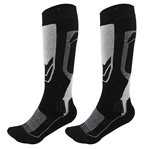 Calcetines de esquí Unisex, Calcetines de Mantenimiento cálidos de Invierno al Aire Libre, Calcetines de Manga Larga antisudor Suaves para Esquiar, Ciclismo, Snowboard(39-42-Negro y Gris)