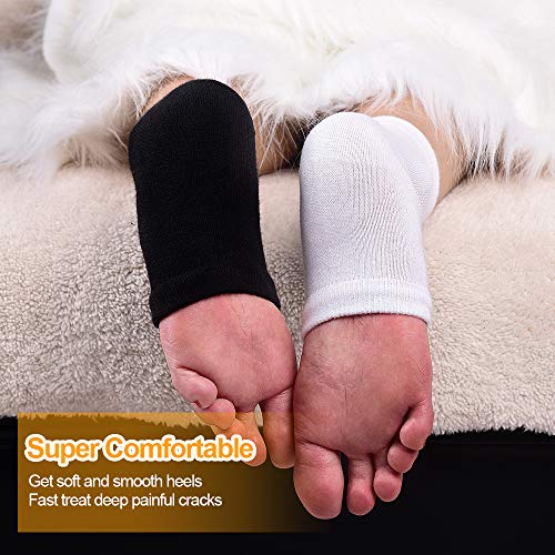 Calcetines hidratantes, calcetines de gel para el talón, calcetines abiertos para aliviar el dolor del talón, cómodos y suaves, con ventilación, para el cuidado de la piel seca y agrietada, 2 pares