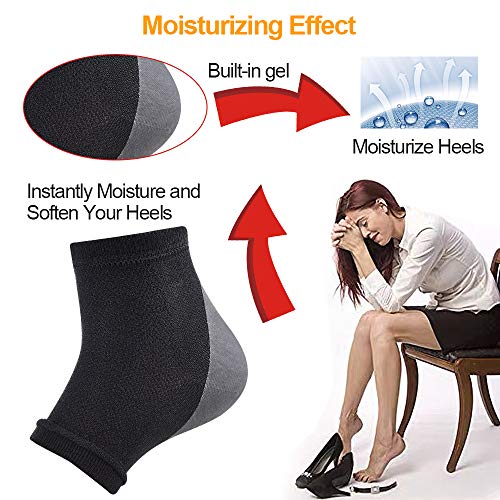 Calcetines hidratantes, calcetines de gel para el talón, calcetines abiertos para aliviar el dolor del talón, cómodos y suaves, con ventilación, para el cuidado de la piel seca y agrietada, 2 pares