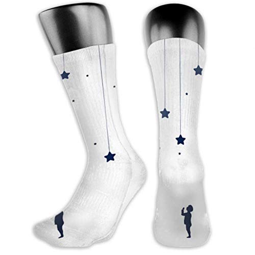 Calcetines Leila Marcus para hombres y mujeres son cómodos, ligeros y sudorosos, divertidos calcetines para hombre con diseño de luna soñando para bebé con buena idea mediana y larga