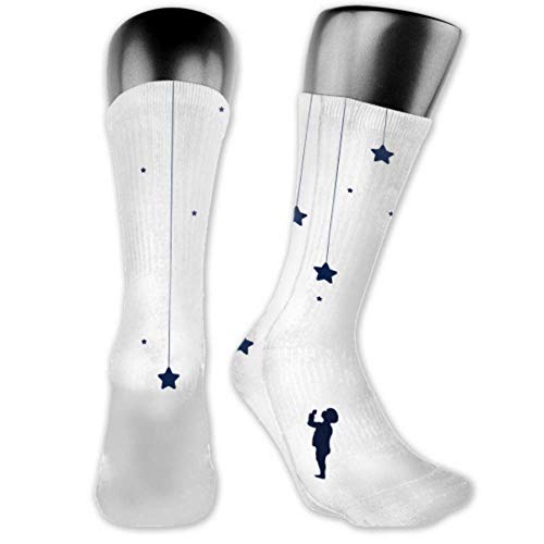 Calcetines Leila Marcus para hombres y mujeres son cómodos, ligeros y sudorosos, divertidos calcetines para hombre con diseño de luna soñando para bebé con buena idea mediana y larga