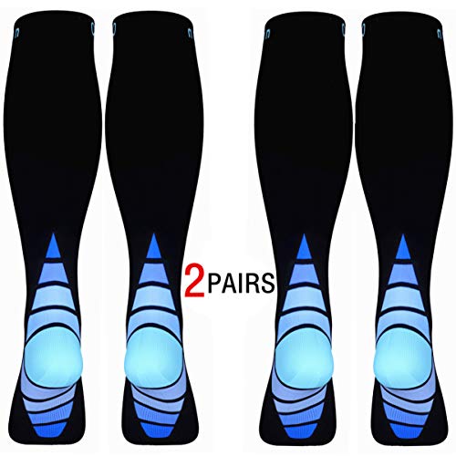 Calcetines/Medias de compresión para Hombres y Mujeres, (2 Pares) Mejor circulación sanguínea, prevenir los coágulos sanguíneos, acelerar la recuperación Best Graduated Athletic Fit para Correr