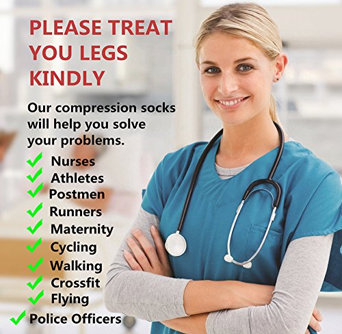 Calcetines/Medias de compresión para Hombres y Mujeres, (2 Pares) Mejor circulación sanguínea, prevenir los coágulos sanguíneos, acelerar la recuperación Best Graduated Athletic Fit