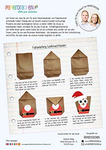 Calendario de Adviento DIY - con búhos navideños - Navidad 2018 - Set Rojo Papá Noel - para personalizarlo