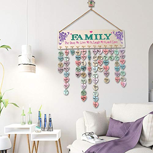 Calendario de madera para colgar en la pared, con 100 discos de madera, manualidades de madera para la familia y amigos, recordatorio de cumpleaños, decoración de la pared del hogar