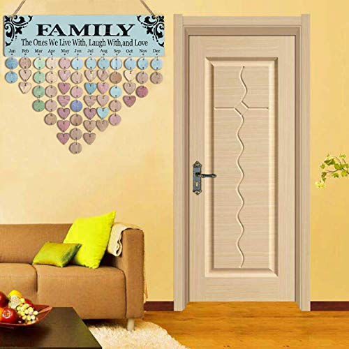 Calendario de madera para colgar en la pared, con 100 discos de madera, manualidades de madera para la familia y amigos, recordatorio de cumpleaños, decoración de la pared del hogar