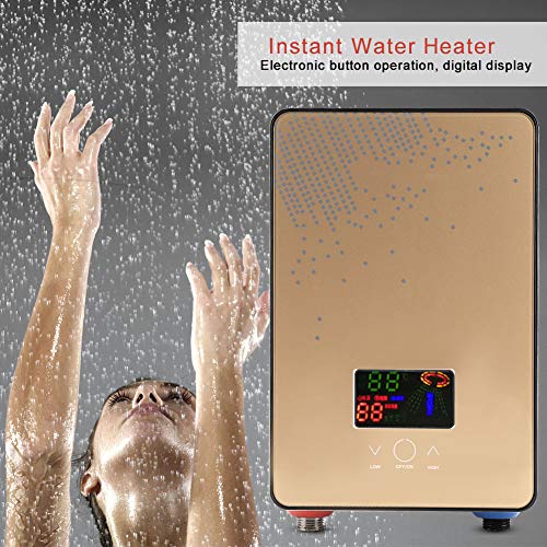 Calentador de Agua sin Tanque Eléctrico 220V Calentador de Agua de Ducha Instantáneo Suministros de Baño con Tecnología de Temperatura de Auto-modulación