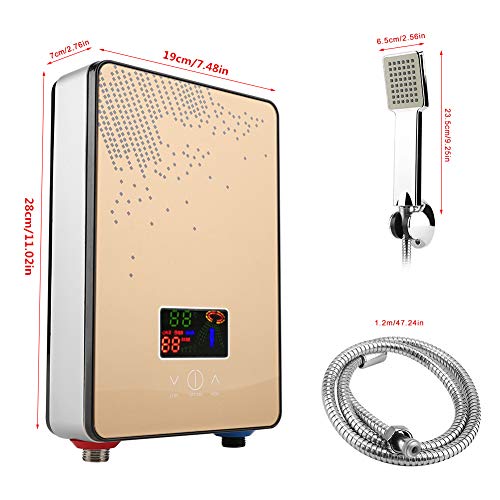 Calentador de Agua sin Tanque Eléctrico 220V Calentador de Agua de Ducha Instantáneo Suministros de Baño con Tecnología de Temperatura de Auto-modulación