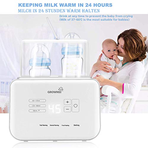 Calentador de biberones, esterilizador de biberones Calentador rápido de alimentos para bebés 6-en-1 y descongelador Calentador pantalla LCD Control preciso de temperatura para leche materna